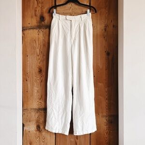 Sz 4 Significant Other Ivory Florina High Rise Linen Blend Trouser Pants GUC